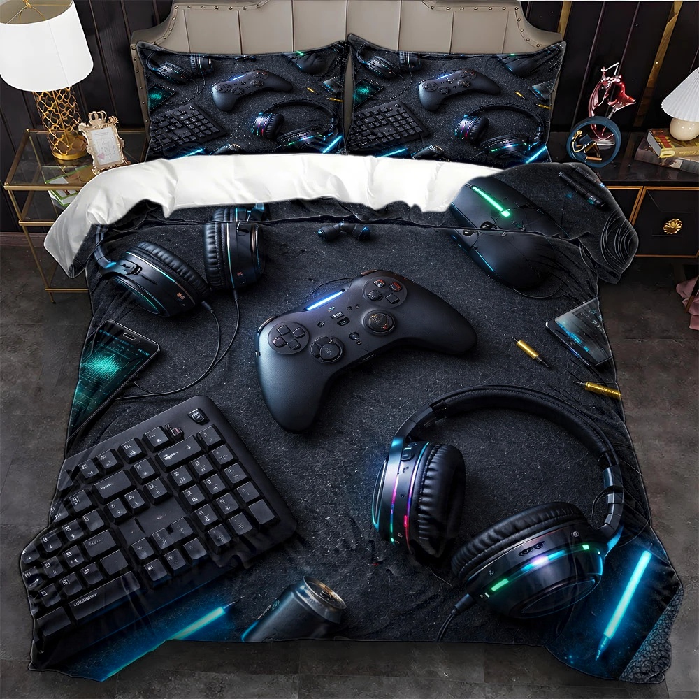 Esports Gaming Bed - 3-delige E-Sports-stijl bedset (1*dekbedovertrek + 2*kussenslopen),