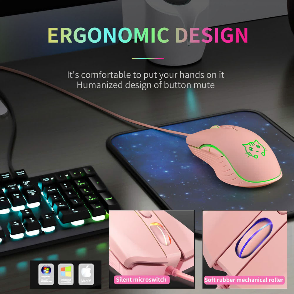 Bedrade USB Gaming Muis Roze C - Esports Gaming Maus recensie en prijs