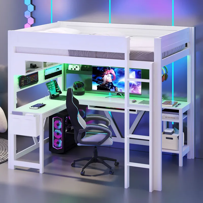 Wit gaming-hoogslaperbed met b - Esports Gaming Bed recensie en prijs