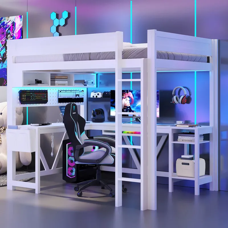 Wit gaming-hoogslaperbed met b - Esports Gaming Bed recensie en prijs